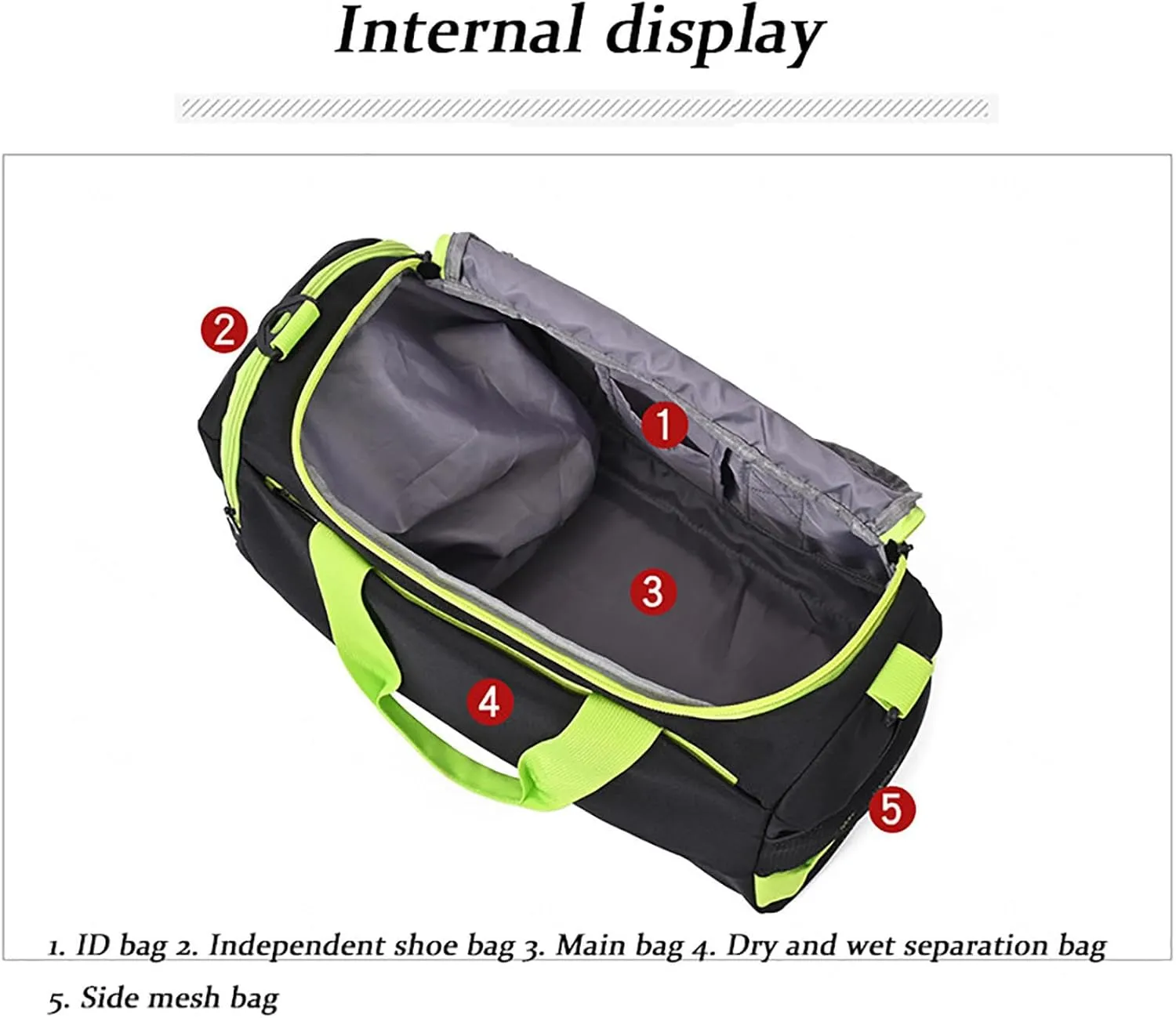32 L Gym Bag for Men Women,Travel Duffel Bags with Shoes Compartment and Adjustable Strap, Dry & Wet Seperated Luggage Bags,H