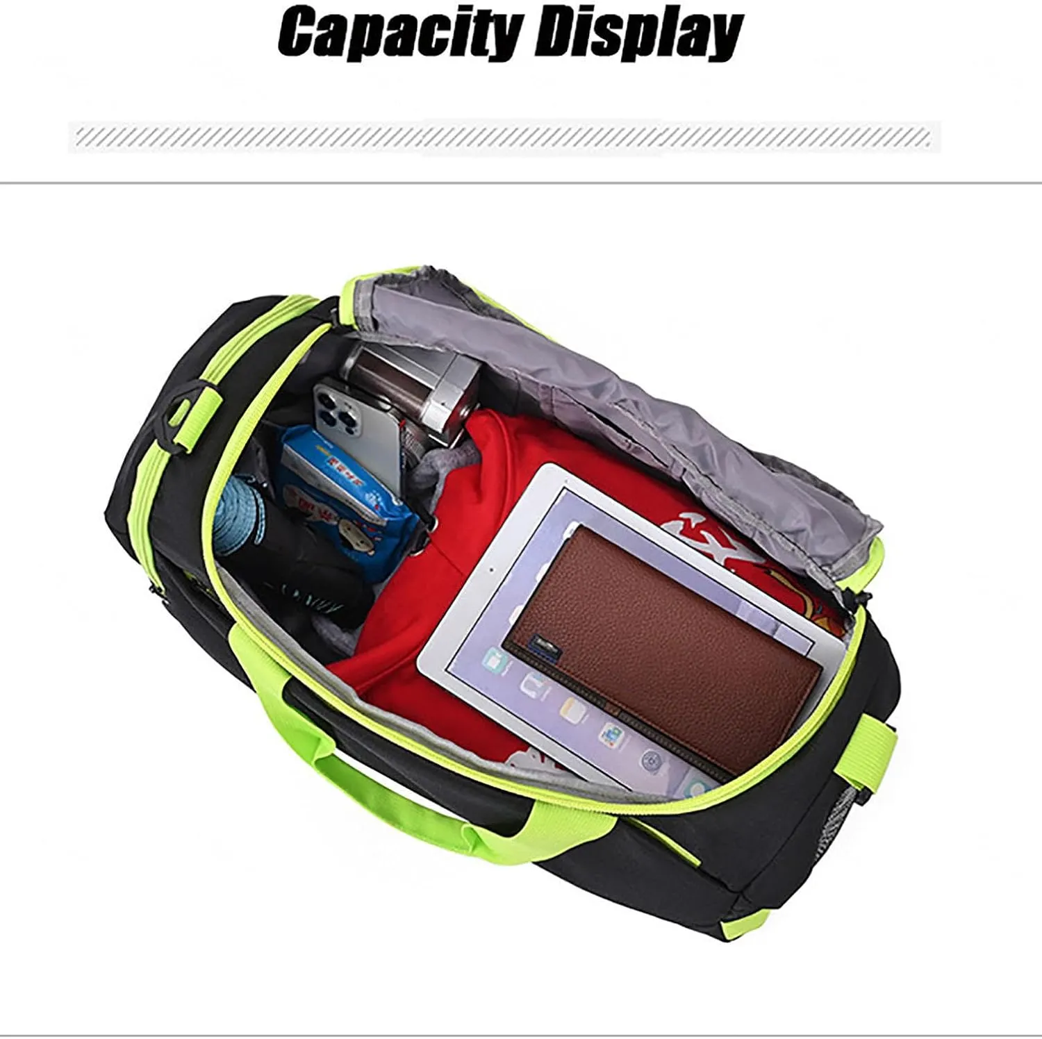 32 L Gym Bag for Men Women,Travel Duffel Bags with Shoes Compartment and Adjustable Strap, Dry & Wet Seperated Luggage Bags,H