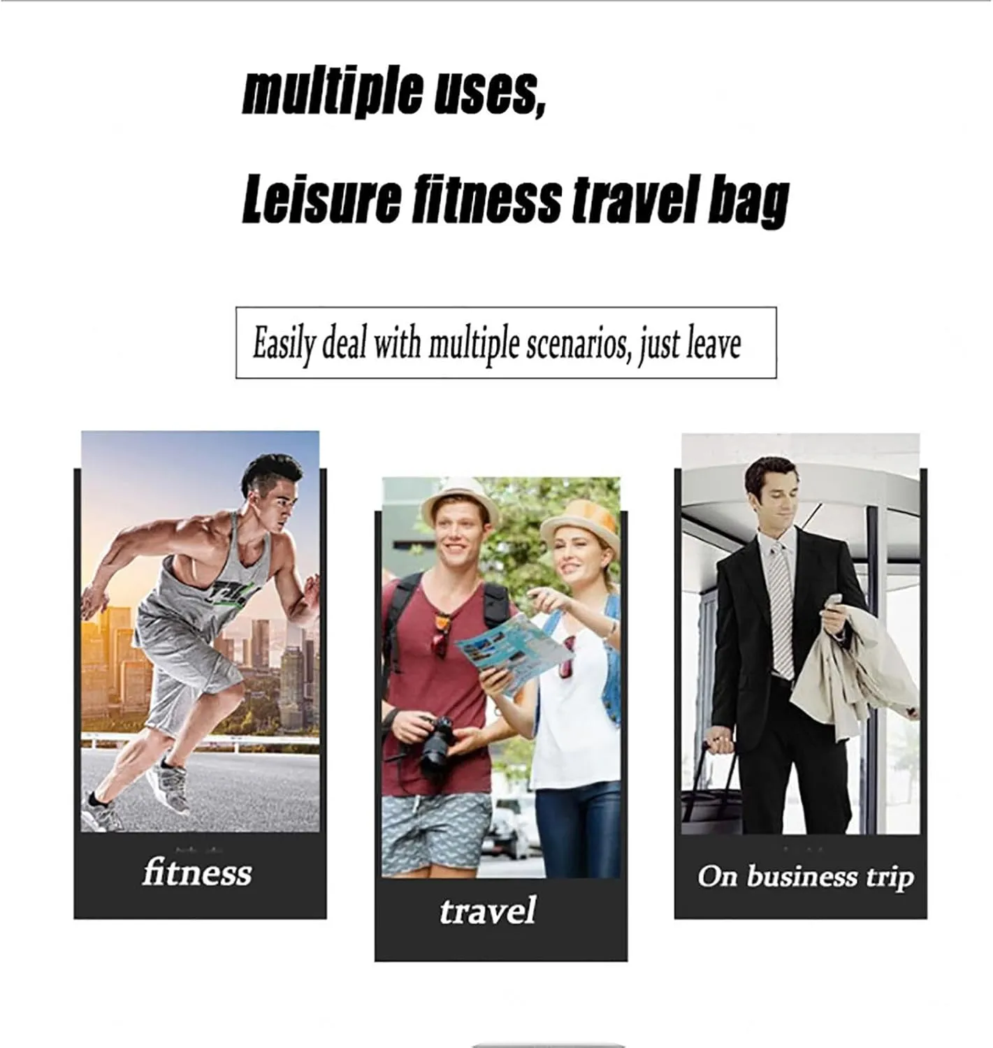 32 L Gym Bag for Men Women,Travel Duffel Bags with Shoes Compartment and Adjustable Strap, Dry & Wet Seperated Luggage Bags,H