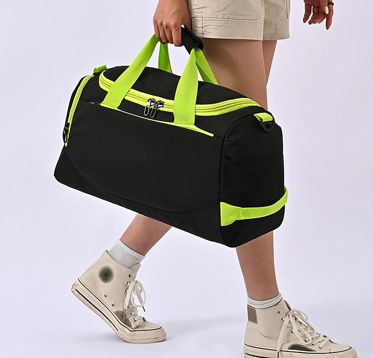 32 L Gym Bag for Men Women,Travel Duffel Bags with Shoes Compartment and Adjustable Strap, Dry & Wet Seperated Luggage Bags,H
