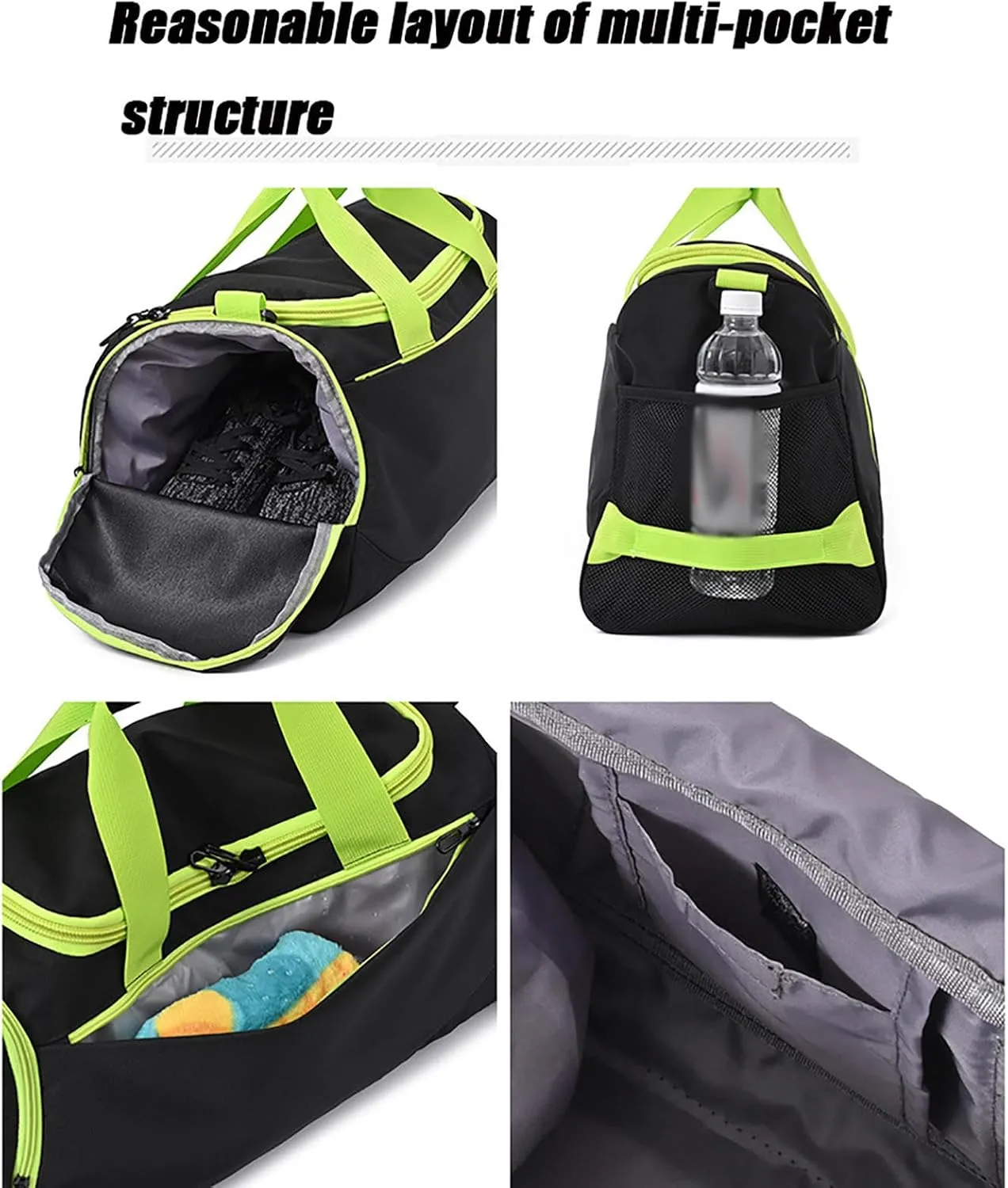 32 L Gym Bag for Men Women,Travel Duffel Bags with Shoes Compartment and Adjustable Strap, Dry & Wet Seperated Luggage Bags,H