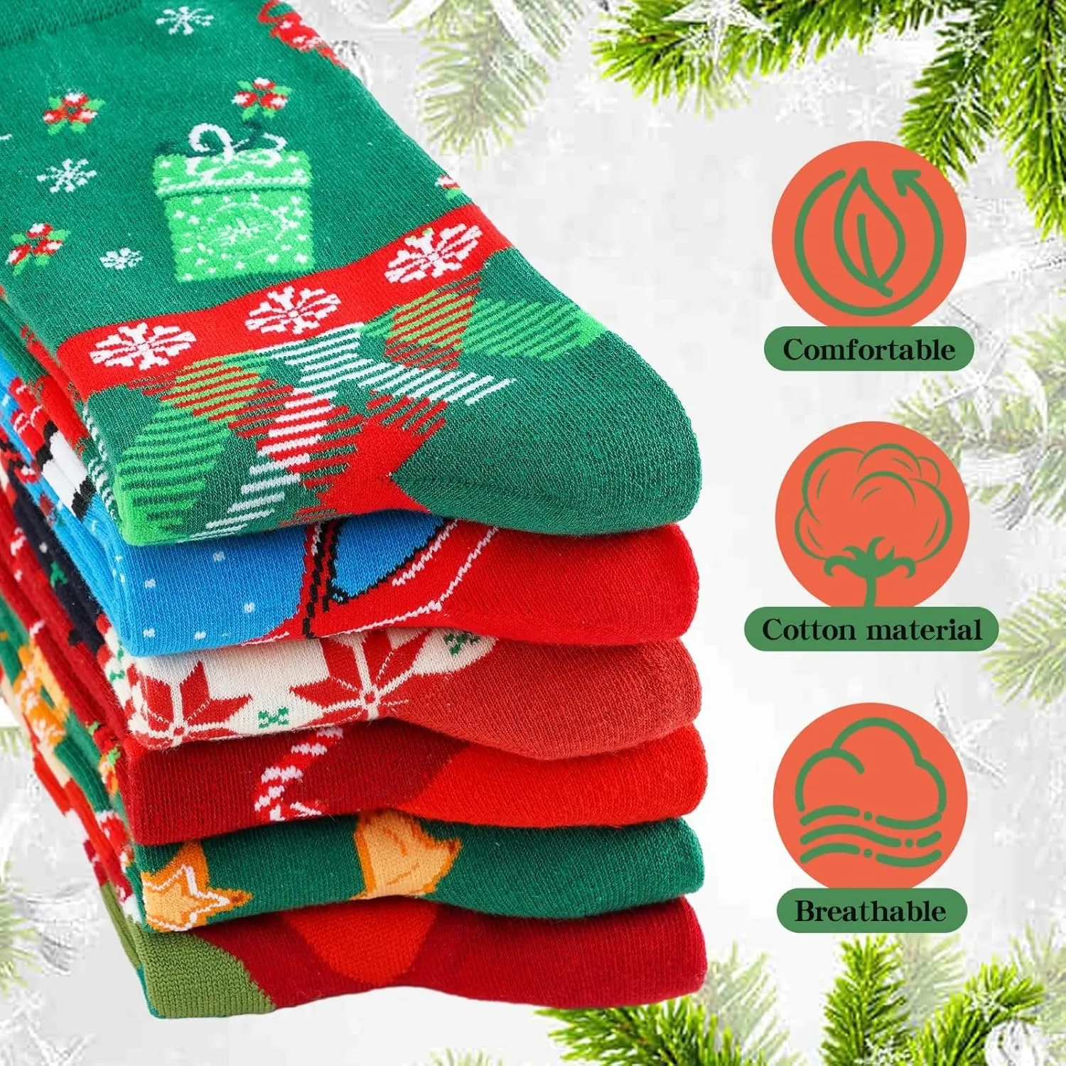 4 Pairs Christmas Socks for Women, Christmas Gifts for Mother, Fun Novelty Crew Socks for Mom