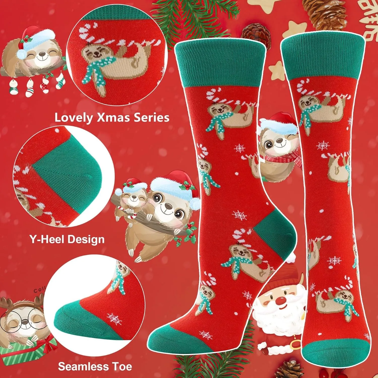 4 Pairs Christmas Socks for Women, Christmas Gifts for Mother, Fun Novelty Crew Socks for Mom