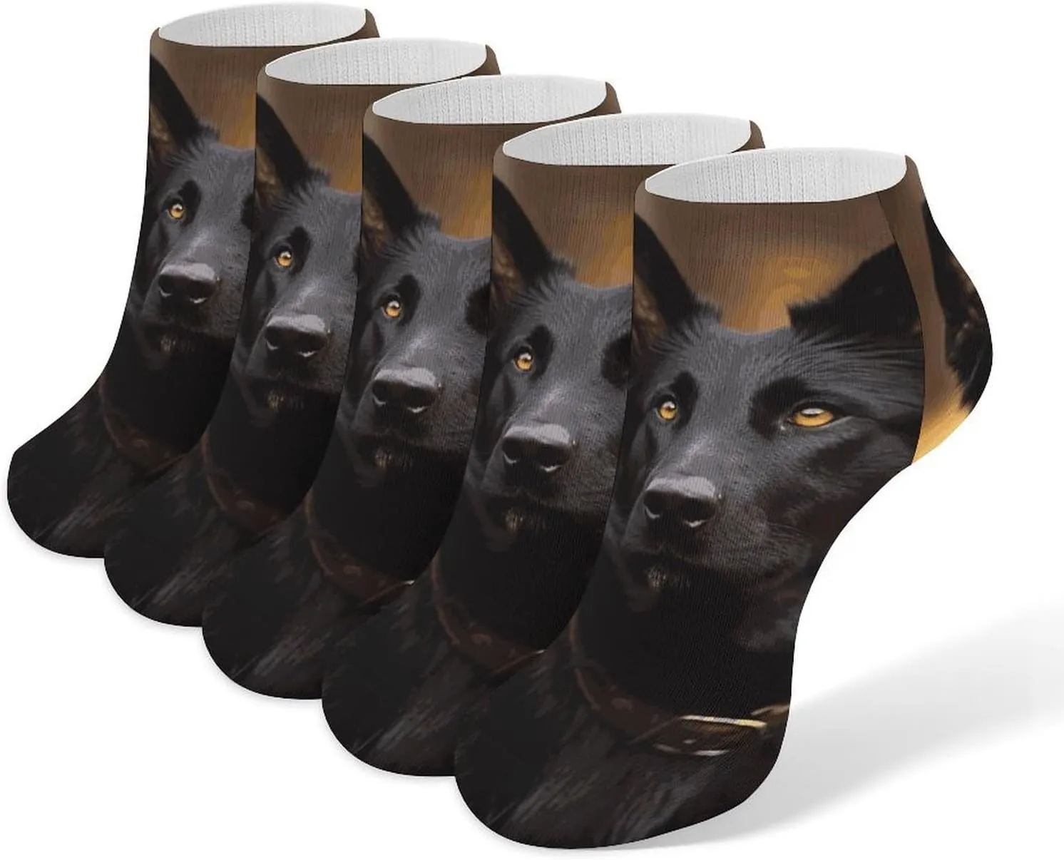 5 Pairs Ankle Socks Soft Breathable No Show Socks Comfortable Cotton Low Cut Casual Socks for Women Men Black German Shepherd Dog