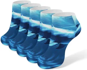 5 Pairs Ankle Socks Soft Breathable No Show Socks Comfortable Cotton Low Cut Casual Socks for Women Men Blue Ocean Dolphin