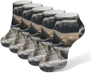 5 Pairs Ankle Socks Soft Breathable No Show Socks Comfortable Cotton Low Cut Casual Socks for Women Men Brown Seal on The Rock