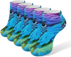 5 Pairs Ankle Socks Soft Breathable No Show Socks Comfortable Cotton Low Cut Casual Socks for Women Men Colorful Parrot