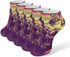 5 Pairs Ankle Socks Soft Breathable No Show Socks Comfortable Cotton Low Cut Casual Socks for Women Men Cool Moose