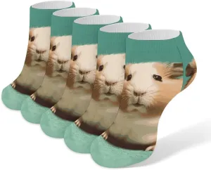 5 Pairs Ankle Socks Soft Breathable No Show Socks Comfortable Cotton Low Cut Casual Socks for Women Men Cute And Weird Hamster