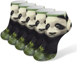 5 Pairs Ankle Socks Soft Breathable No Show Socks Comfortable Cotton Low Cut Casual Socks for Women Men Cute Panda