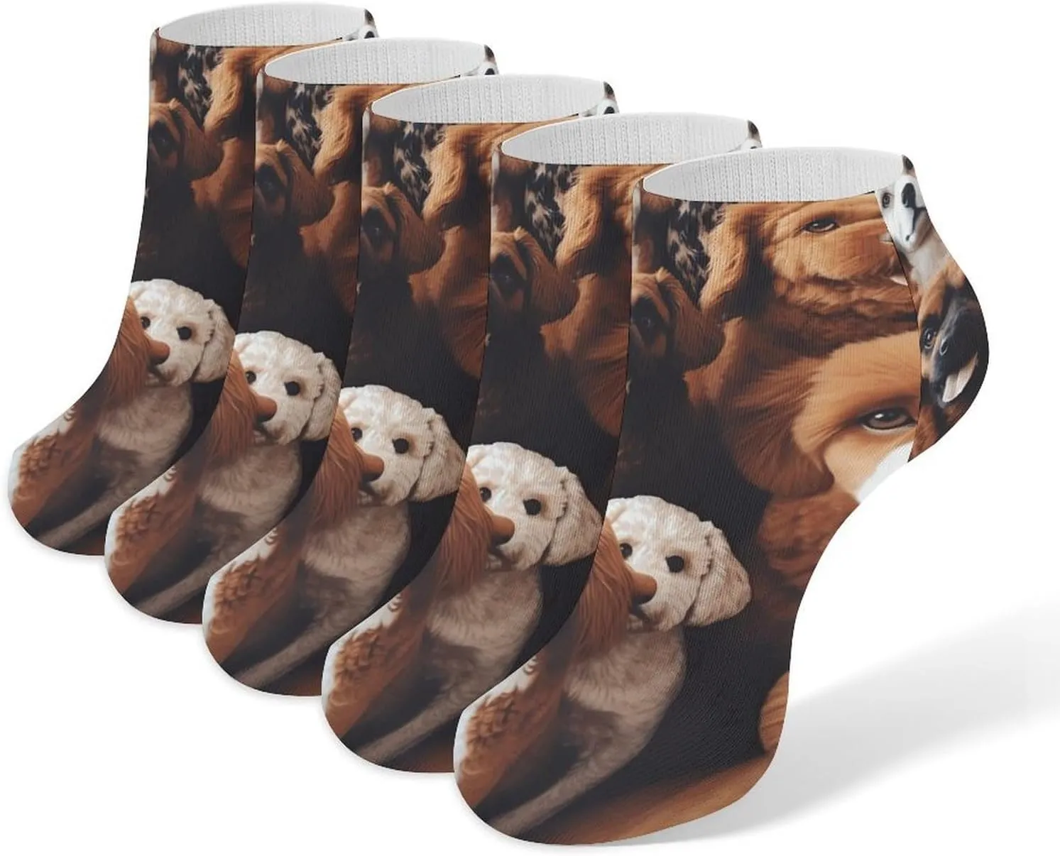5 Pairs Ankle Socks Soft Breathable No Show Socks Comfortable Cotton Low Cut Casual Socks for Women Men Dogs