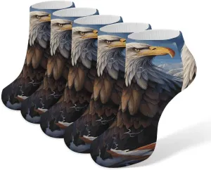 5 Pairs Ankle Socks Soft Breathable No Show Socks Comfortable Cotton Low Cut Casual Socks for Women Men Eagle
