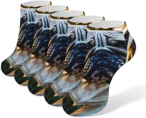 5 Pairs Ankle Socks Soft Breathable No Show Socks Comfortable Cotton Low Cut Casual Socks for Women Men English Bulldogs
