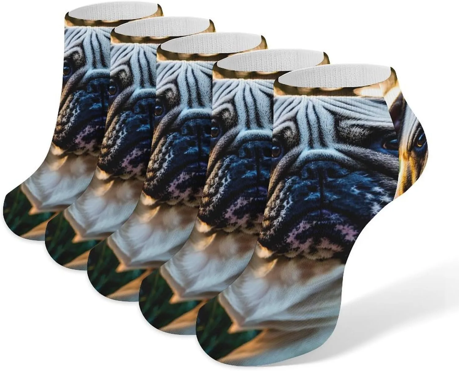 5 Pairs Ankle Socks Soft Breathable No Show Socks Comfortable Cotton Low Cut Casual Socks for Women Men English Bulldogs