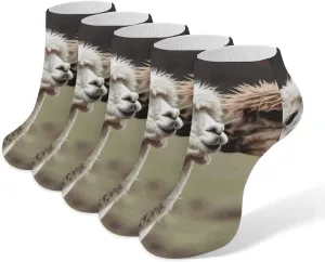 5 Pairs Ankle Socks Soft Breathable No Show Socks Comfortable Cotton Low Cut Casual Socks for Women Men Funny Alpaca