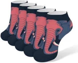 5 Pairs Ankle Socks Soft Breathable No Show Socks Comfortable Cotton Low Cut Casual Socks for Women Men Gentle Elephant
