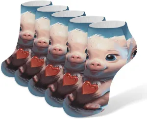 5 Pairs Ankle Socks Soft Breathable No Show Socks Comfortable Cotton Low Cut Casual Socks for Women Men Holding A Heart