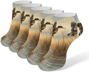 5 Pairs Ankle Socks Soft Breathable No Show Socks Comfortable Cotton Low Cut Casual Socks for Women Men Hunting Flying Wild