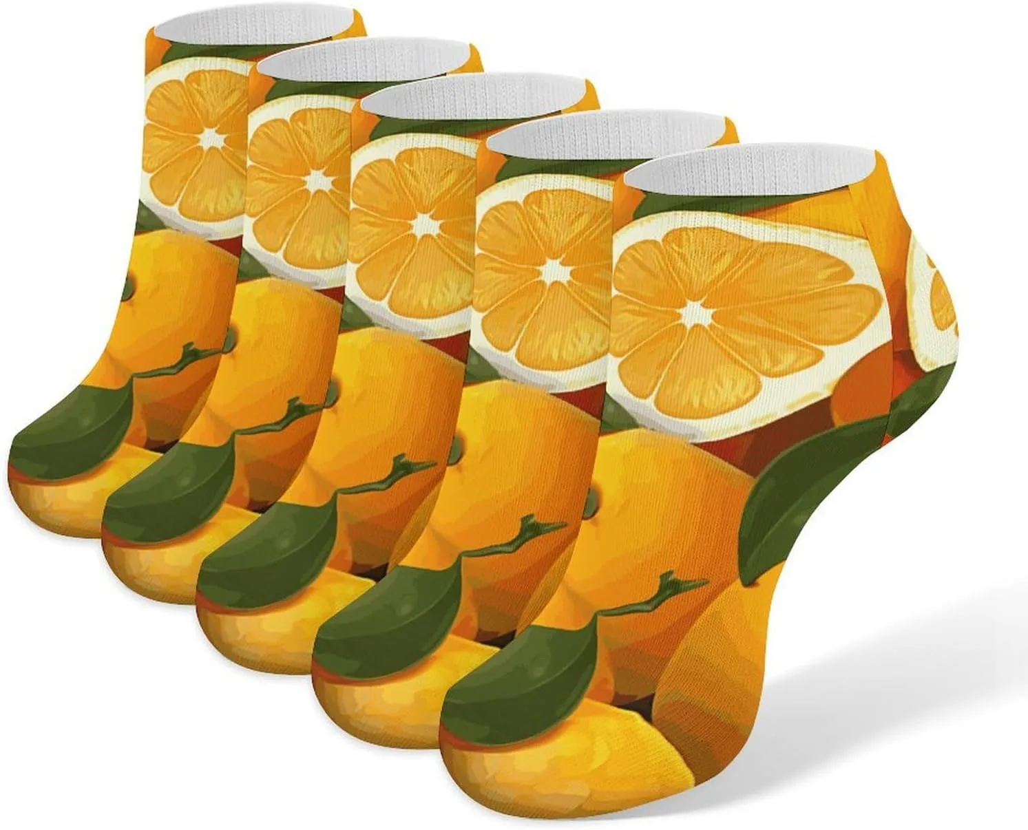5 Pairs Ankle Socks Soft Breathable No Show Socks Comfortable Cotton Low Cut Casual Socks for Women Men Oranges And Lemons