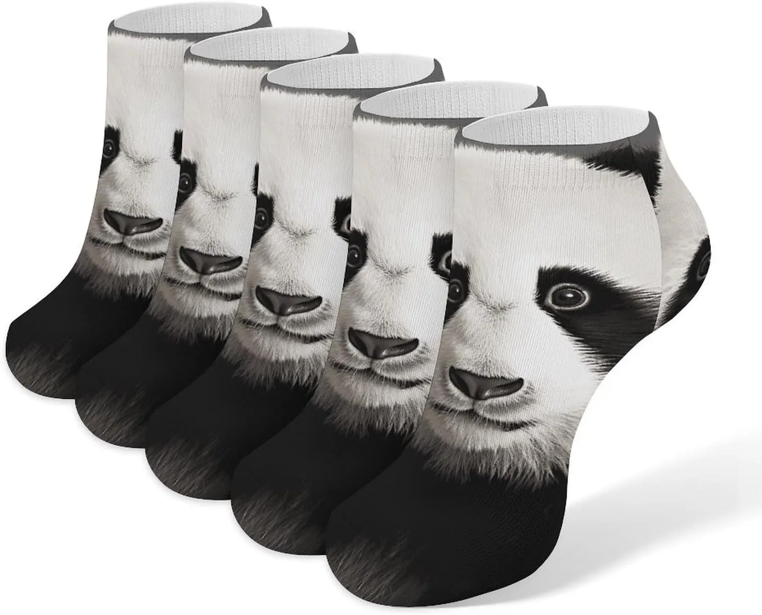 5 Pairs Ankle Socks Soft Breathable No Show Socks Comfortable Cotton Low Cut Casual Socks for Women Men Panda Bear Head