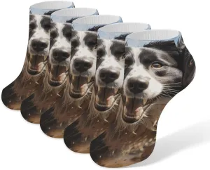 5 Pairs Ankle Socks Soft Breathable No Show Socks Comfortable Cotton Low Cut Casual Socks for Women Men Pastor Border Collie