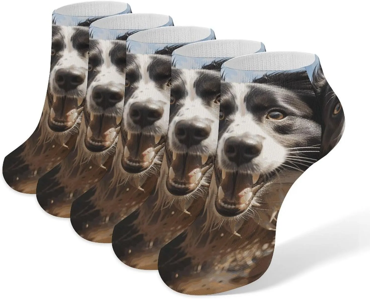 5 Pairs Ankle Socks Soft Breathable No Show Socks Comfortable Cotton Low Cut Casual Socks for Women Men Pastor Border Collie