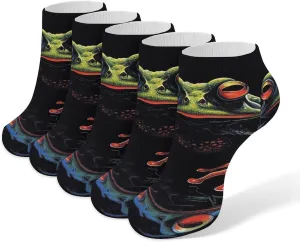 5 Pairs Ankle Socks Soft Breathable No Show Socks Comfortable Cotton Low Cut Casual Socks for Women Men Scary Frog