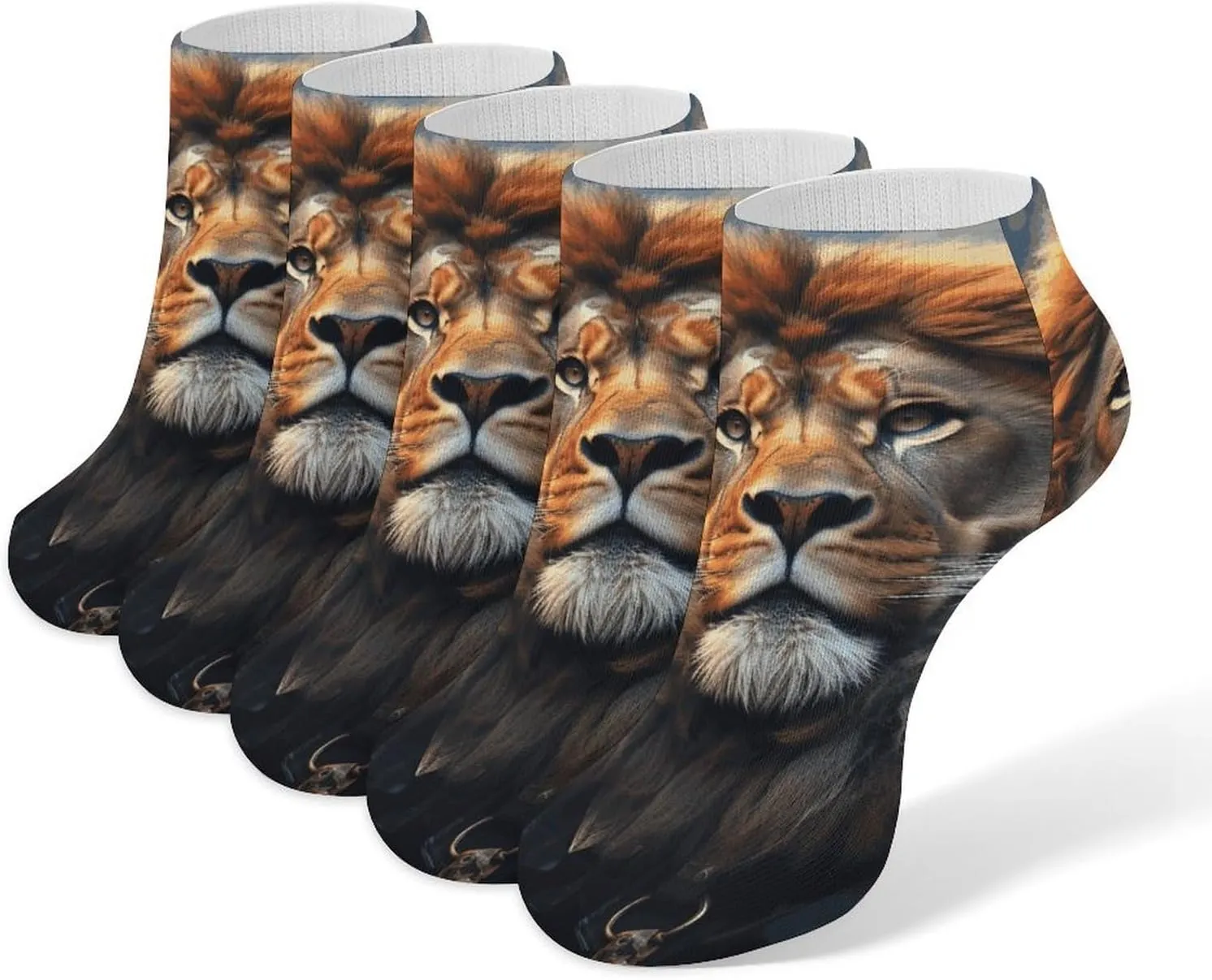 5 Pairs Ankle Socks Soft Breathable No Show Socks Comfortable Cotton Low Cut Casual Socks for Women Men Scifi Lion