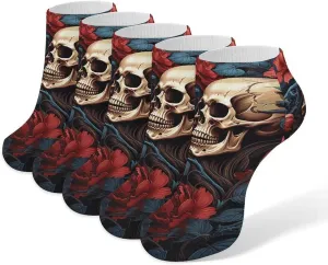 5 Pairs Ankle Socks Soft Breathable No Show Socks Comfortable Cotton Low Cut Casual Socks for Women Men Skull Image Poster