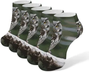5 Pairs Ankle Socks Soft Breathable No Show Socks Comfortable Cotton Low Cut Casual Socks for Women Men Wild Owl Birds