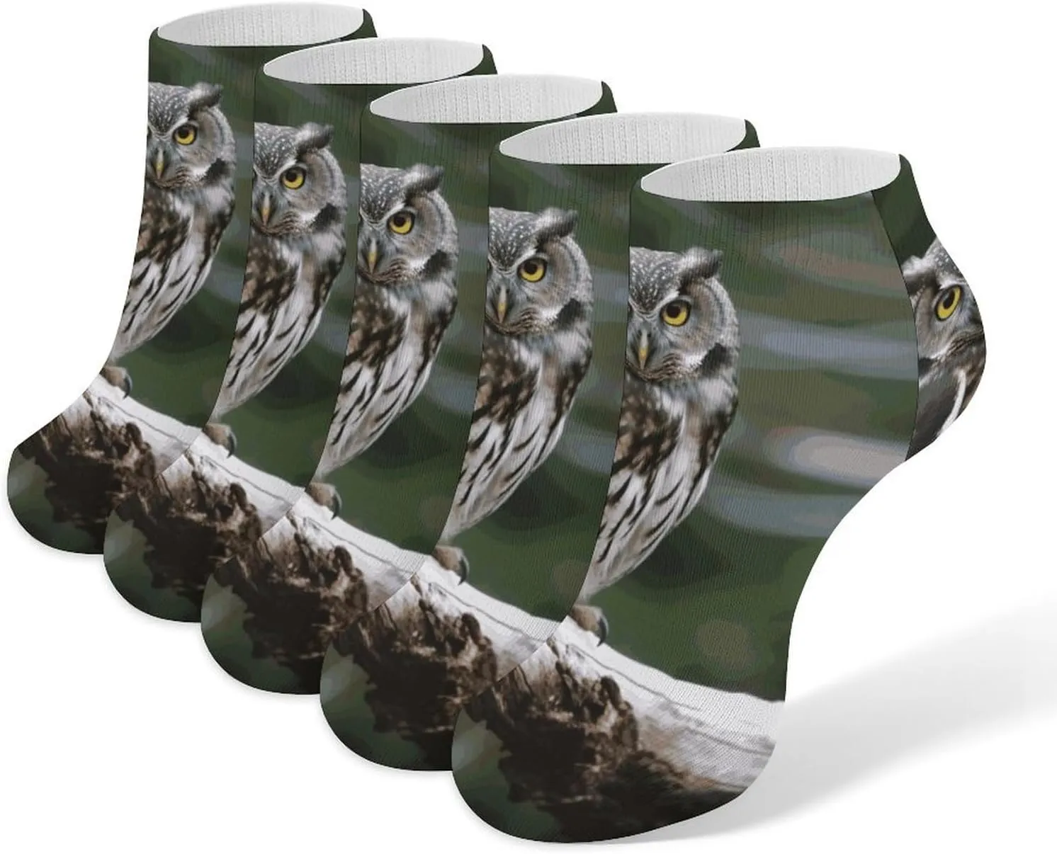 5 Pairs Ankle Socks Soft Breathable No Show Socks Comfortable Cotton Low Cut Casual Socks for Women Men Wild Owl Birds