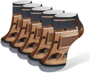 5 Pairs Ankle Socks Soft Breathable No Show Socks Comfortable Cotton Low Cut Casual Socks for Women Men Wooden Radio