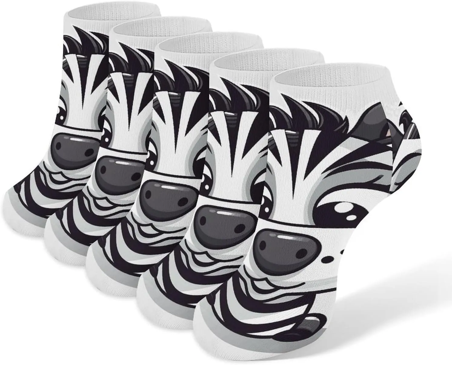 5 Pairs Ankle Socks Soft Breathable No Show Socks Comfortable Cotton Low Cut Casual Socks for Women Men Zebra Avatar
