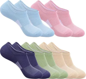 5 Pairs Low Cut Sneaker Socks with Breathable Mesh, Women's No Show Ankle Invisible Socks Athletic Running Sneaker Liner for US Size 5-10 Multi-Color