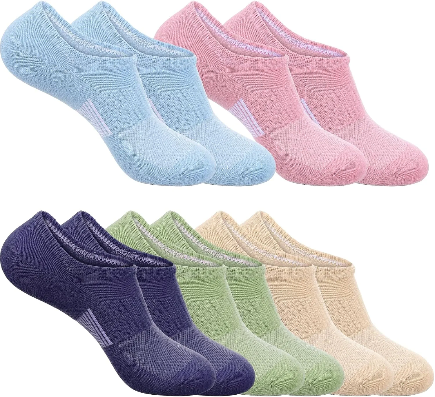 5 Pairs Low Cut Sneaker Socks with Breathable Mesh, Women's No Show Ankle Invisible Socks Athletic Running Sneaker Liner for US Size 5-10 Multi-Color