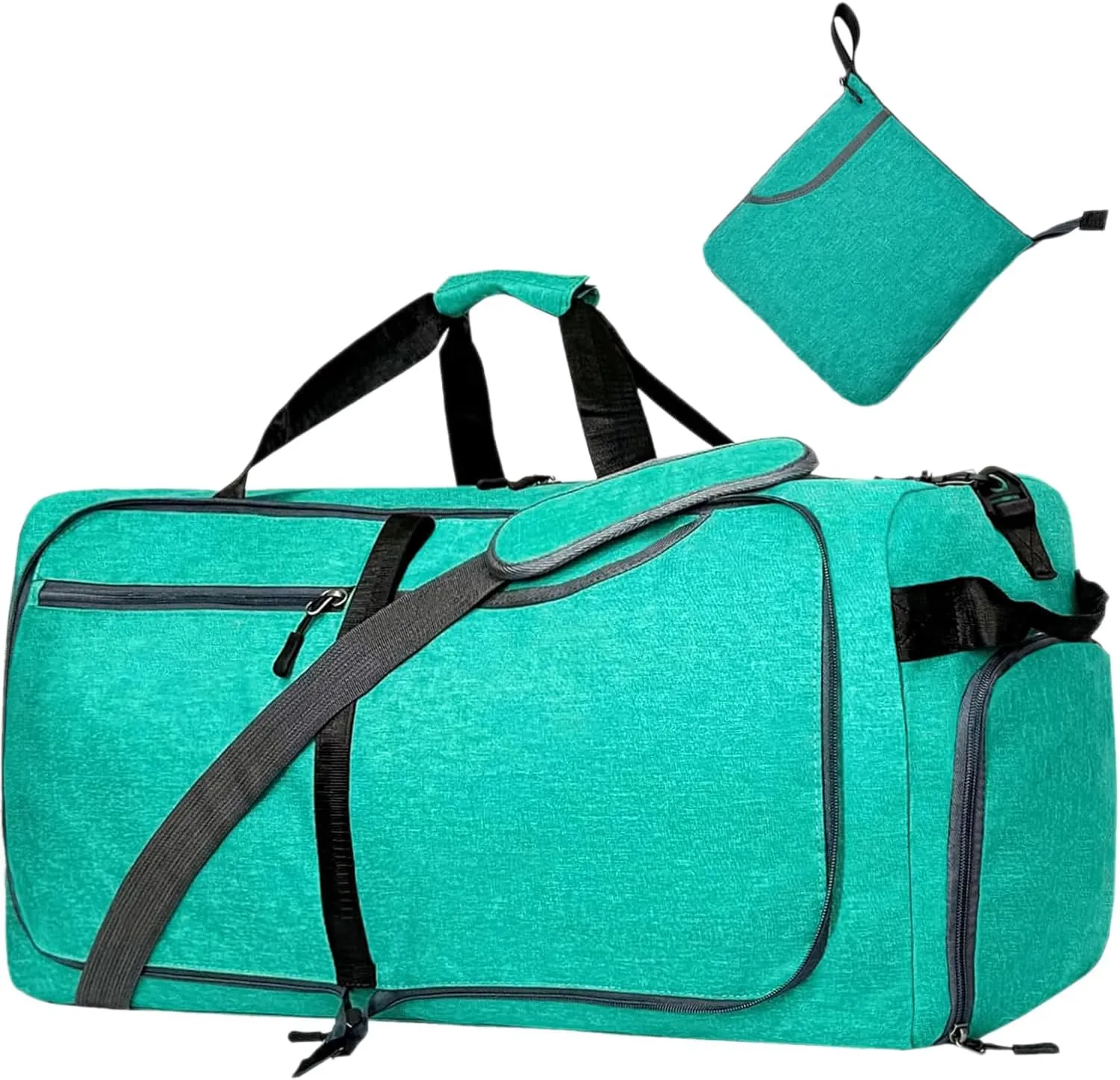 65L Travel Duffel Bag for Men Women Foldable Large Weekender Bag with Shoes Compartment & Wet Pocket Waterproof & Tear Resistant, Teal, 65L