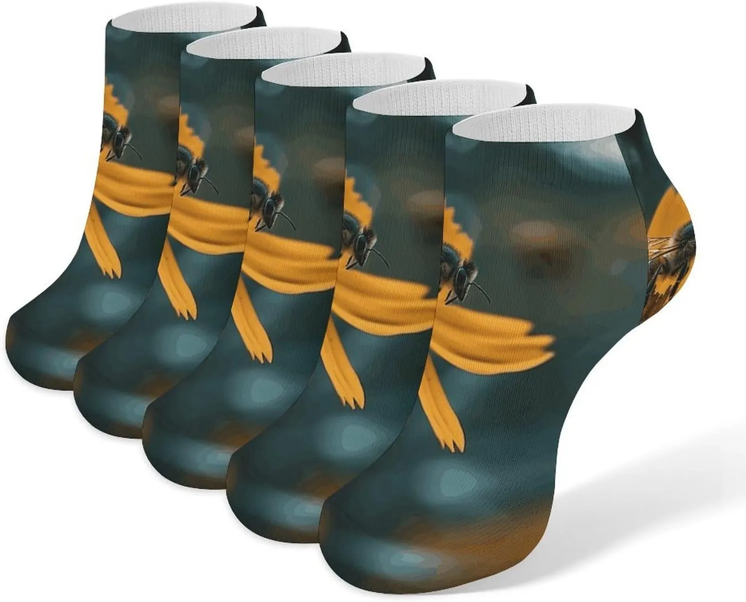 A Bee Flies By Ankle Socks Soft Breathable No Show Socks Comfortable Cotton Low Cut Casual Socks for Women Men 5 Pairs