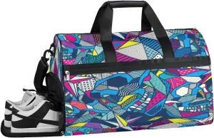 Abstract Art Resistant Sports Gym Bag for Women Men Travel Duffel bag with Wet Pocket & Shoes Compartment Waterproof Weekender Bag 19.7"x9.9"x13"