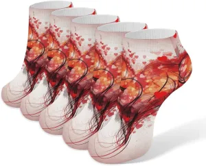 Abstract Heart Ankle Socks Soft Breathable No Show Socks Comfortable Cotton Low Cut Casual Socks for Women Men 5 Pairs