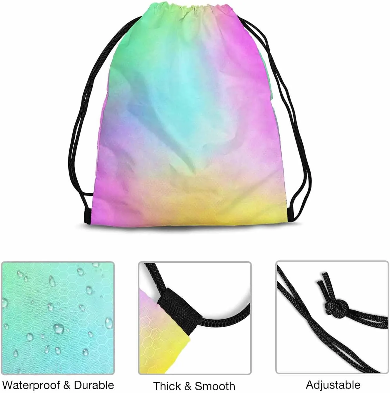 Abstract Pastel Background Drawstring Bag 14x16.9 Inch Colorful Powder Clouds Gym bag Stroage Small Exercise Accessiors Water Bottle Change of Clothes Shoes