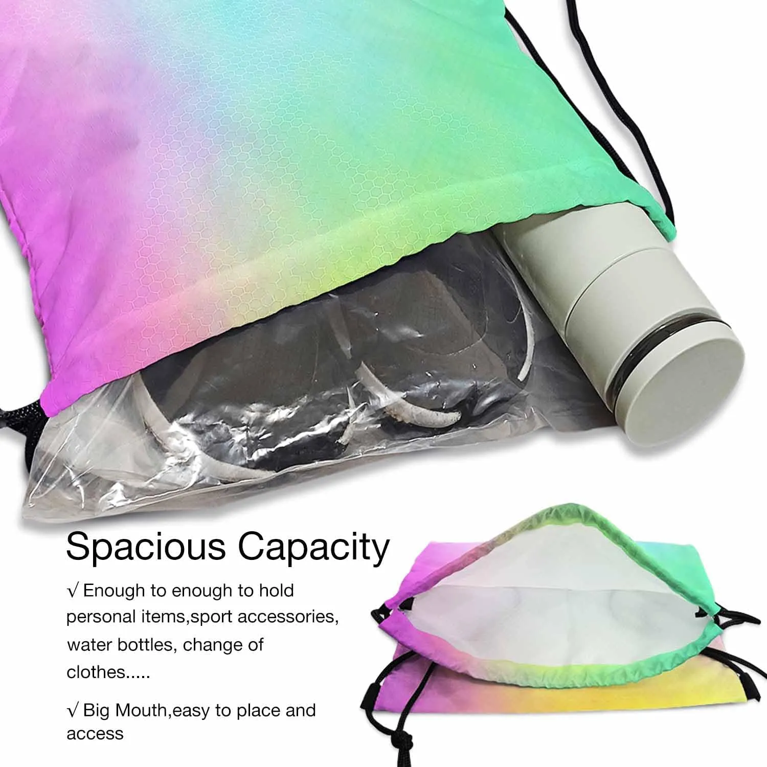 Abstract Pastel Background Drawstring Bag 14x16.9 Inch Colorful Powder Clouds Gym bag Stroage Small Exercise Accessiors Water Bottle Change of Clothes Shoes
