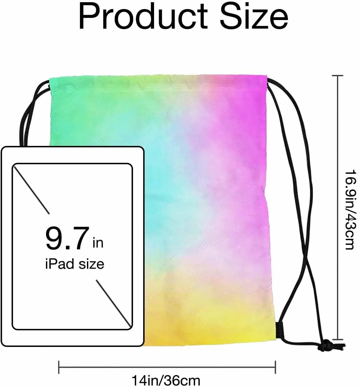 Abstract Pastel Background Drawstring Bag 14x16.9 Inch Colorful Powder Clouds Gym bag Stroage Small Exercise Accessiors Water Bottle Change of Clothes Shoes
