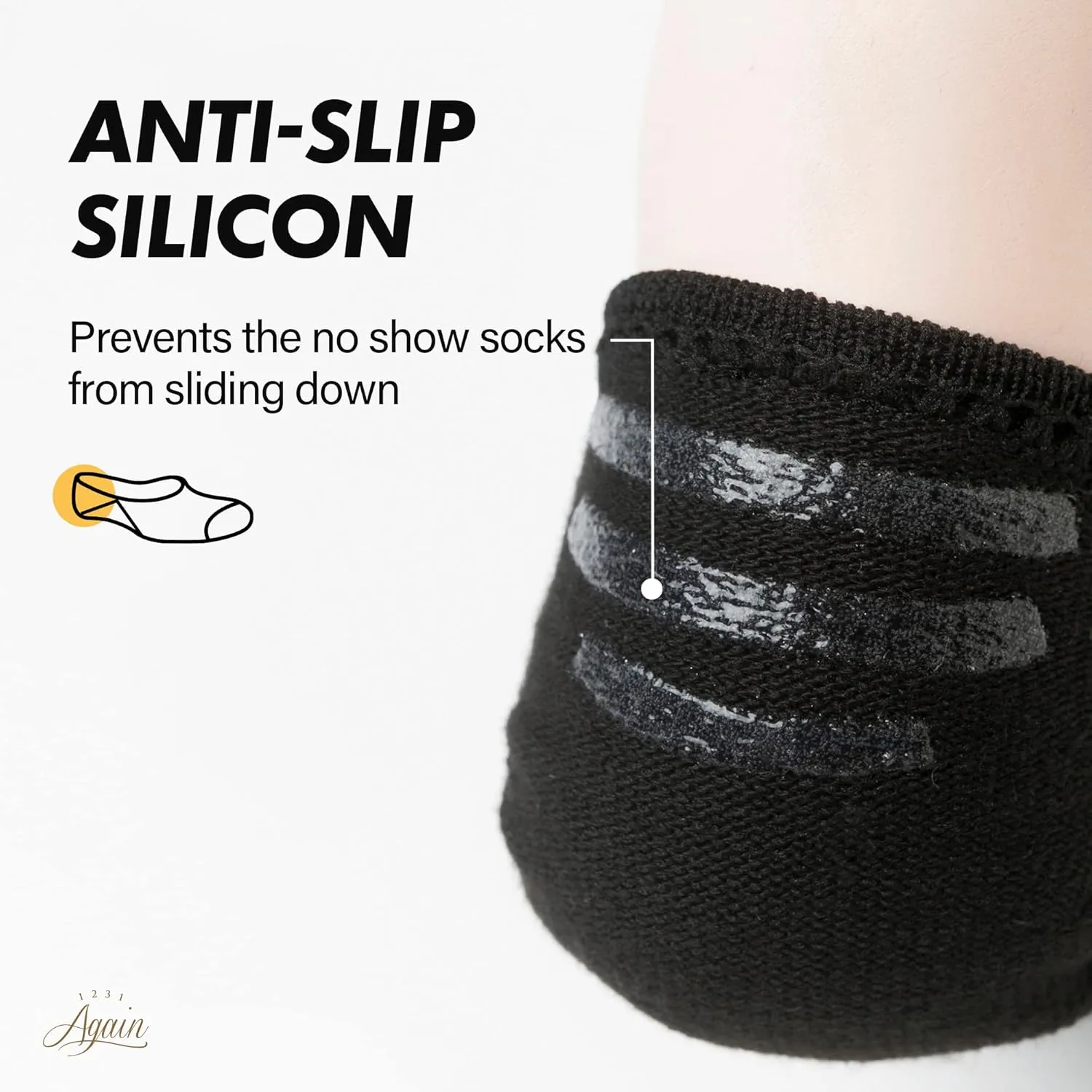 Again 1231 3/6 / 10 pairs Light Casual Non-Slip No Show Ankle Socks for Men and Women