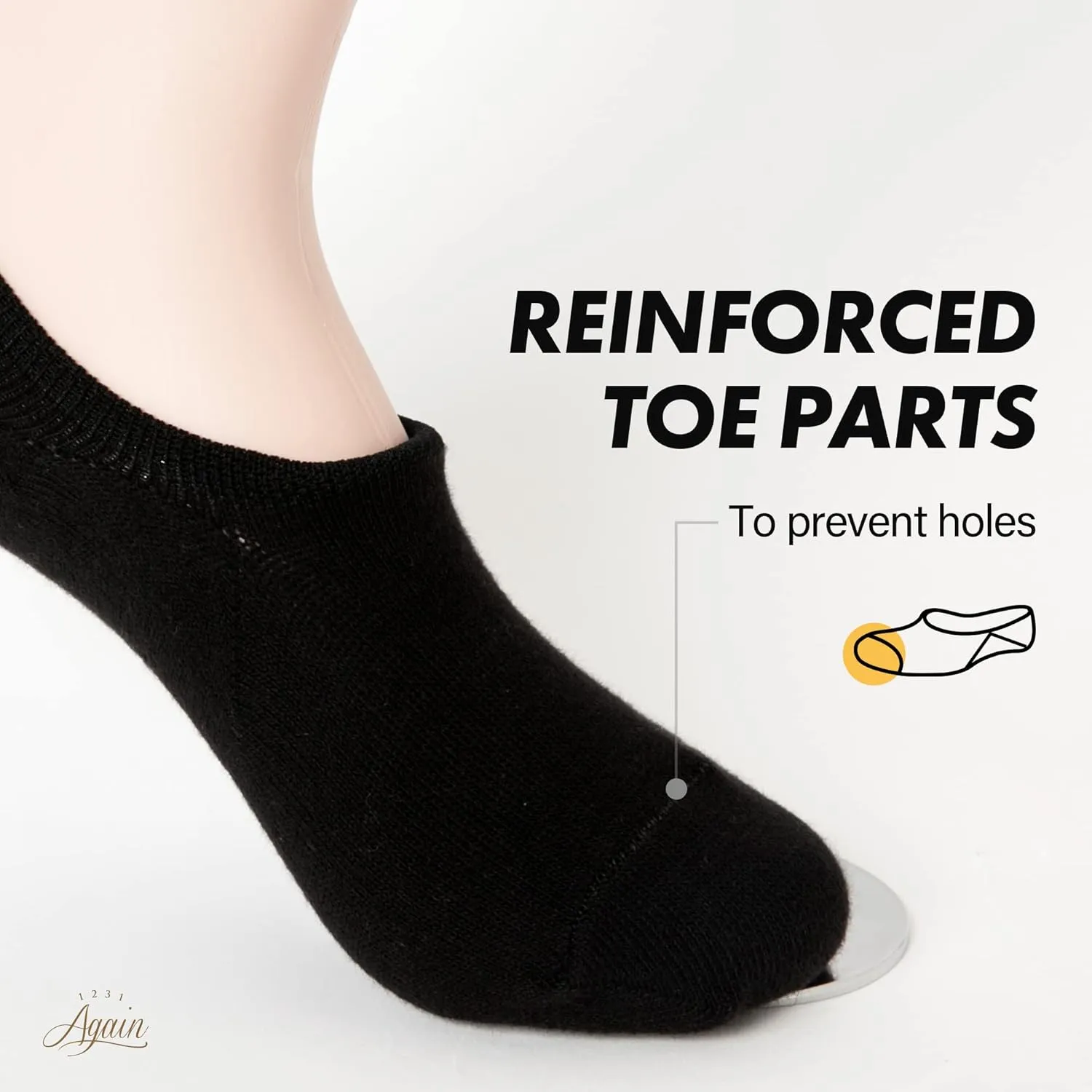 Again 1231 3/6 / 10 pairs Light Casual Non-Slip No Show Ankle Socks for Men and Women