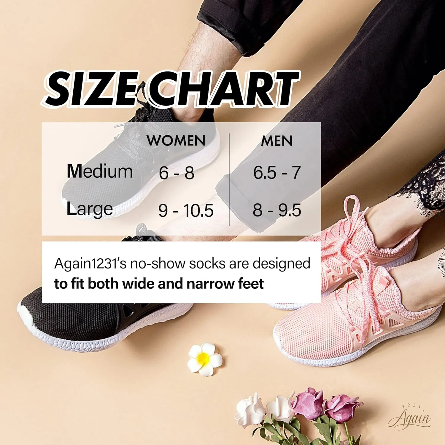 Again 1231 3/6 / 10 pairs Light Casual Non-Slip No Show Ankle Socks for Men and Women