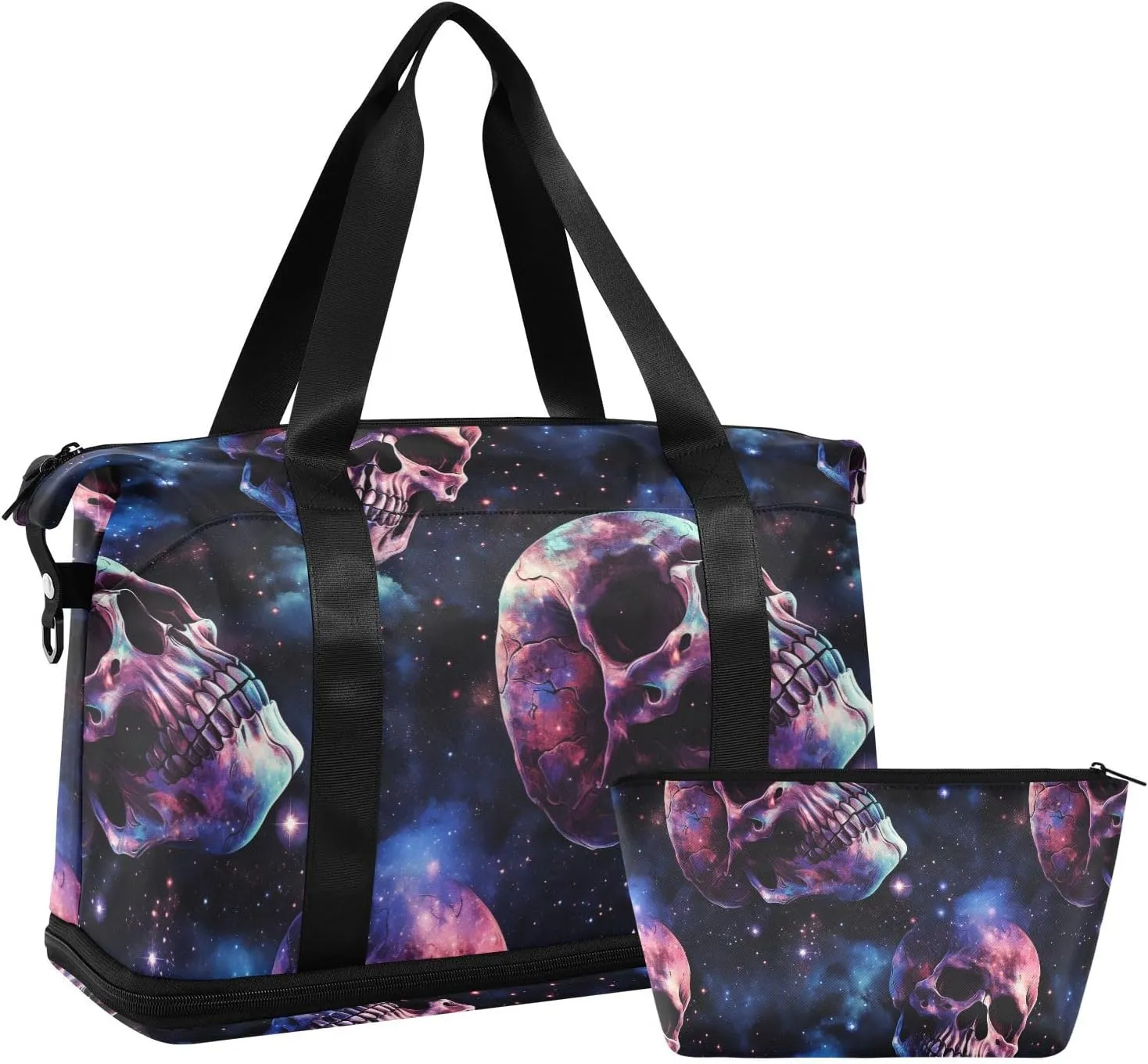 ALAZA Skull and Stars Gym Bag Sports Duffel Bag with Shoes Compartment, Overnight Weekender Travel Tote Bag for Women Men Trip College