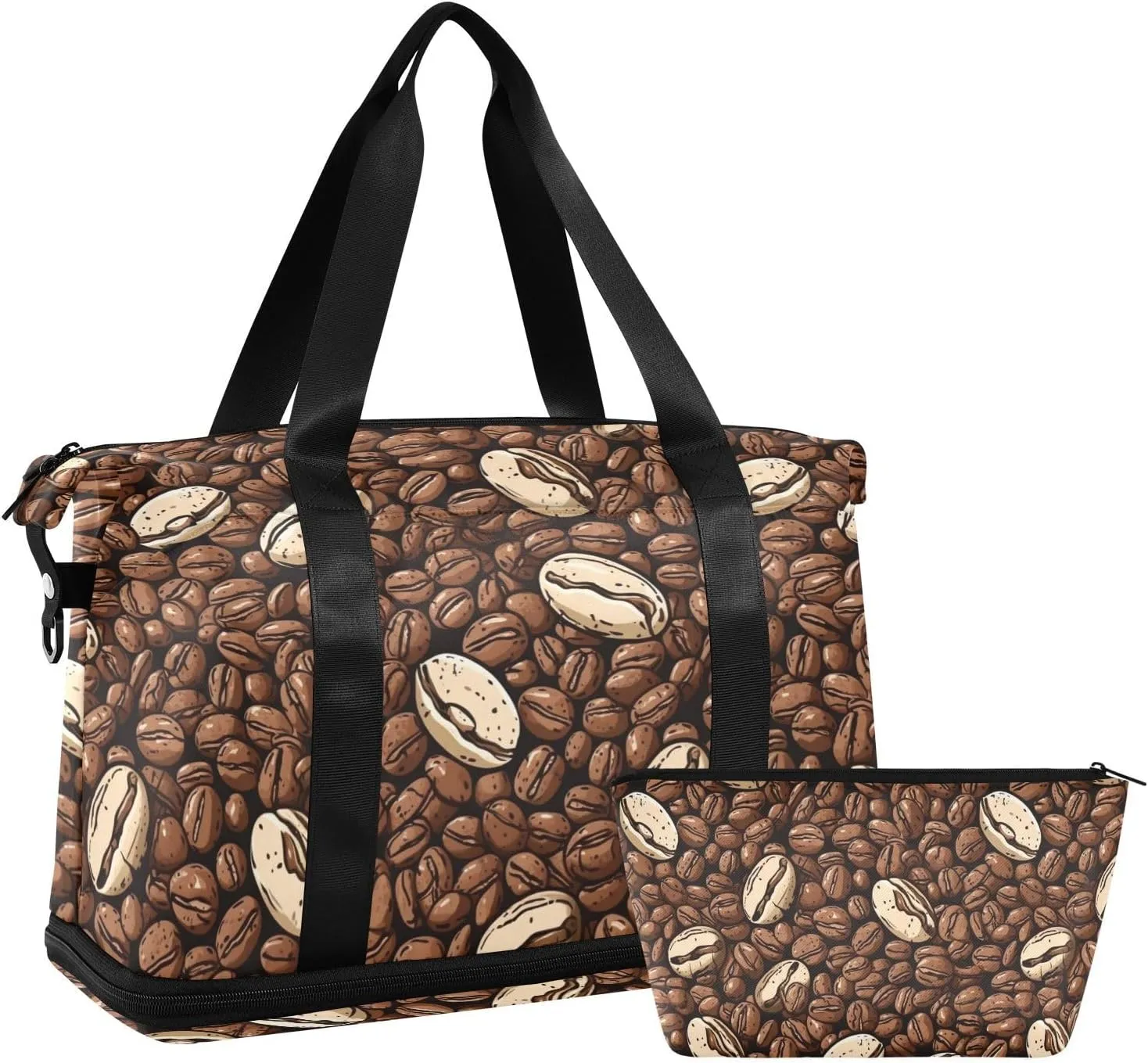 ALAZA Vintage Coffee Bean Gym Bag Sports Duffel Bag with Shoes Compartment, Overnight Weekender Travel Tote Bag for Women Men Trip College