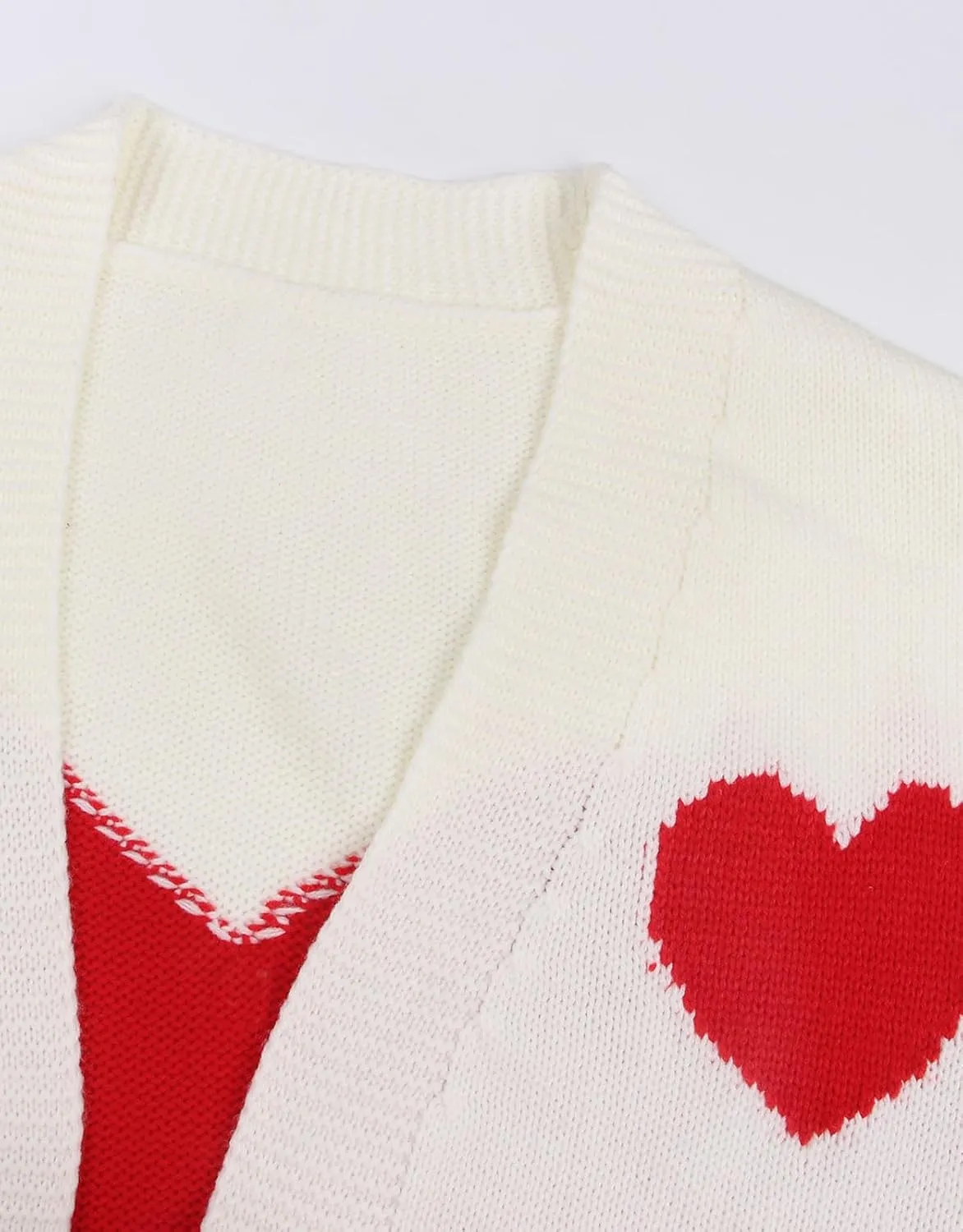 Alsol Lamesa Women's Long Sleeve Cute Cardigan Sweaters V Neck Open Front Ribbed Knit Heart Sweater Coat