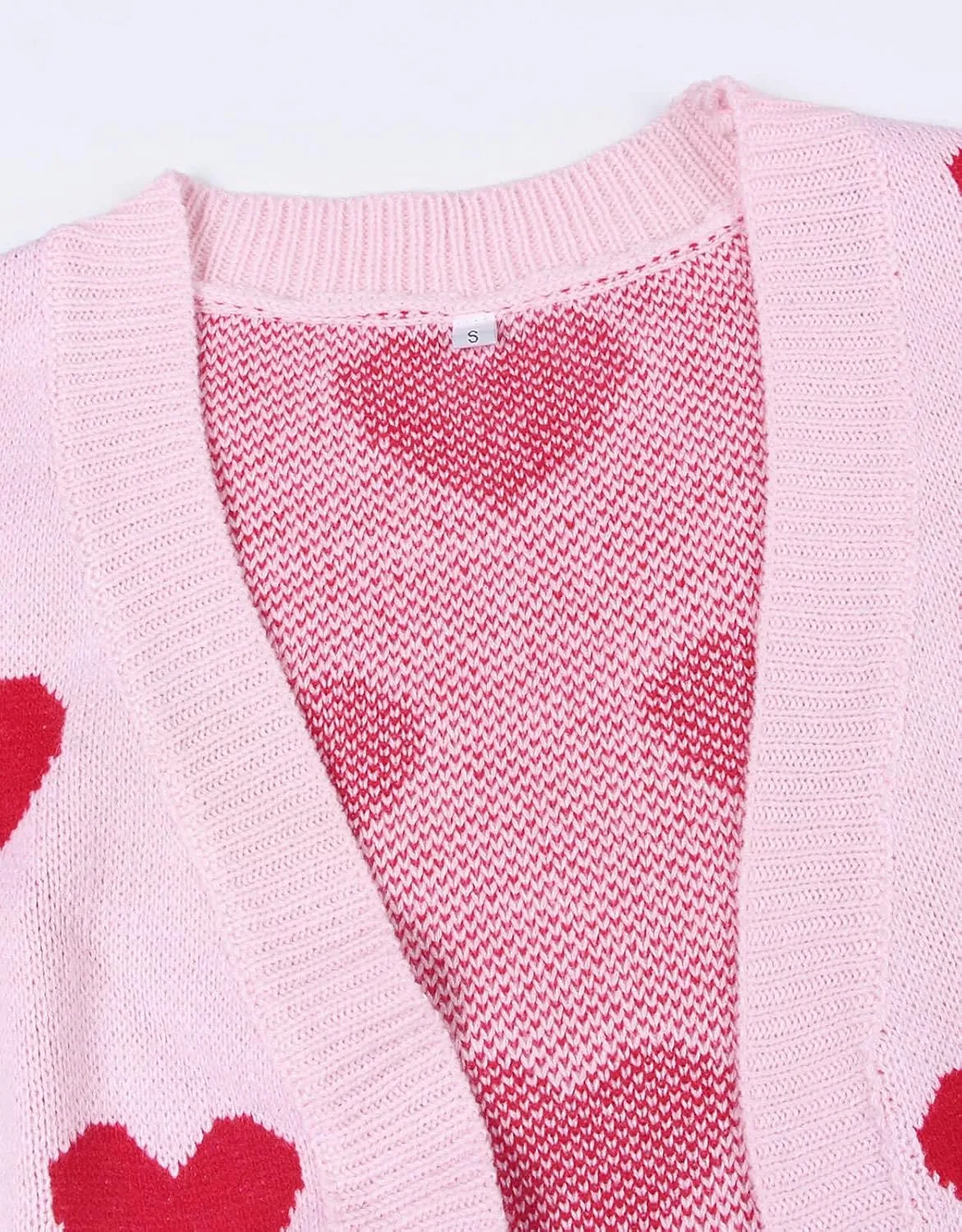 Alsol Lamesa Women's Long Sleeve Cute Cardigan Sweaters V Neck Open Front Ribbed Knit Heart Sweater Coat