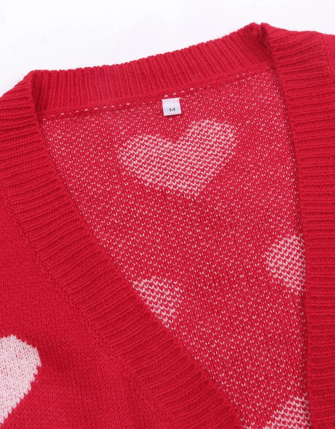 Alsol Lamesa Women's Long Sleeve Cute Cardigan Sweaters V Neck Open Front Ribbed Knit Heart Sweater Coat